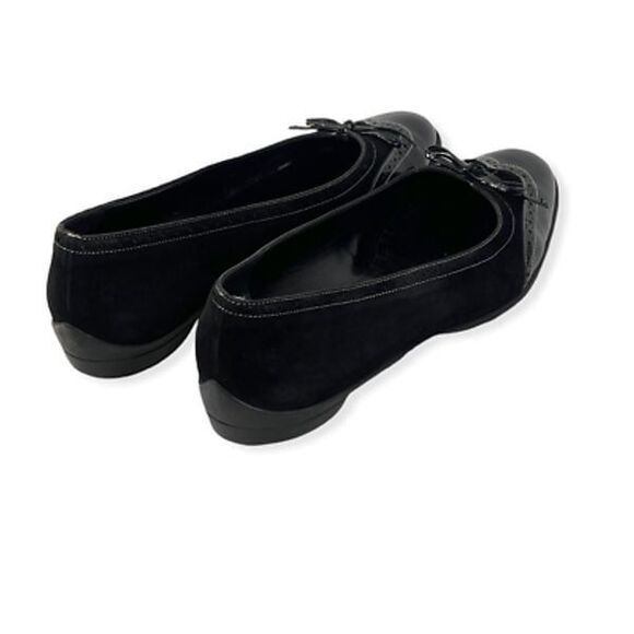 Salvatore Ferragamo Womens Spectator Ballet Flats Shoes Black Wingtip Bow 7.5 B - Picture 7 of 12